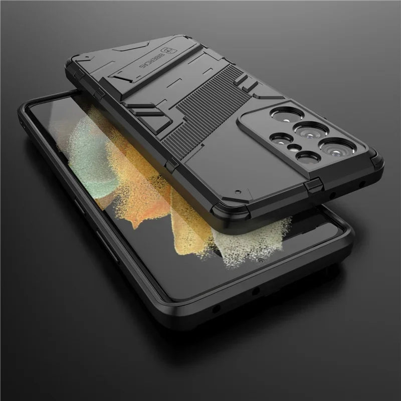 Rugged Armor Shockproof Phone Case For Samsung Galaxy S22 Plus S23 FE S24 Ultra A33 A53 A14 A34 A54 A15 Holder Stand Back Cover [PHC]