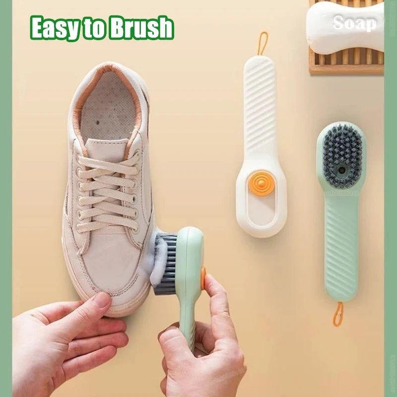 1/2pcs Shoes Brush Automatic Liquid Discharge Multifunction Press Out Shoes Cleaner Soft Bristles Clothes Brushes Cleaning Tool [SHO]