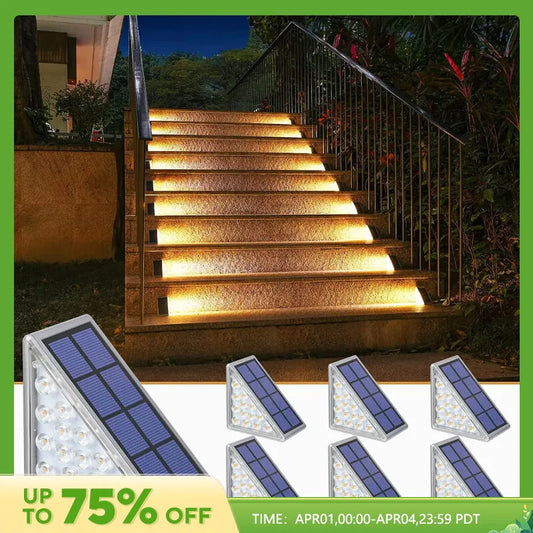 LED Step Lamp Stair Light Outdoor IP67 Waterproof Solar Light With Lens Anti-theft Design Decor Lighting For Garden Deck Path [SLG]