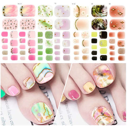 Nail Stickers Foot Stickers Toe Nail Decoration Nail Art Manicure Decals Full Cover Self Adhesive Stickers Waterproof Nail Tool [BEU]