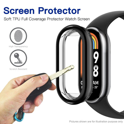 TPU Soft Protective Cover For Xiaomi Mi Band 8 Case Full Screen Protector Shell Bumper Plated Cases For Mi Band 8 smart watch [SWH]