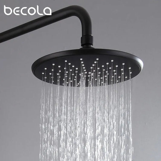 BECOLA matte black shower head bathroom ABS plastic shower faucet fashion BLACK rainfall shower nozzle free shipping [HOM]