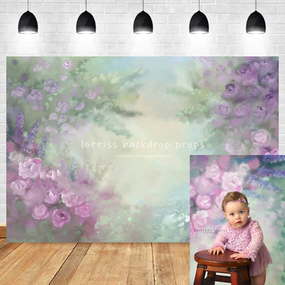 Fine Art Textured Hand Painted Flowers Photography Backdrops Retro Floral Portrait Background Pregnant Woman Photostudio [PHO]