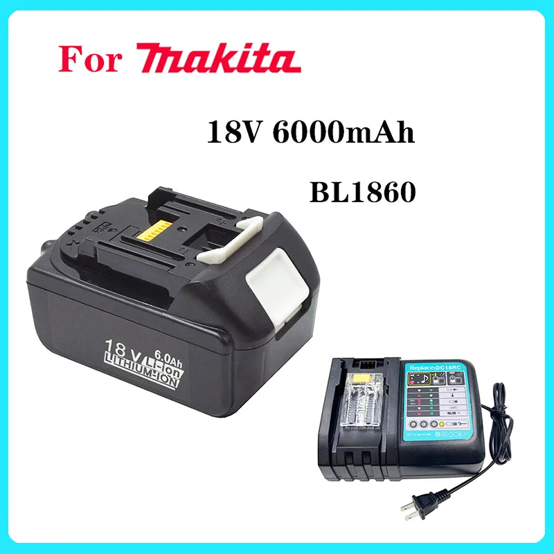 Original BL1860 18V 6000mAh 6.0 Ah Rechargeable Battery With charger for Makita 18V Battery LXT BL1860B BL1860 BL1850 DHP482 [BAT]