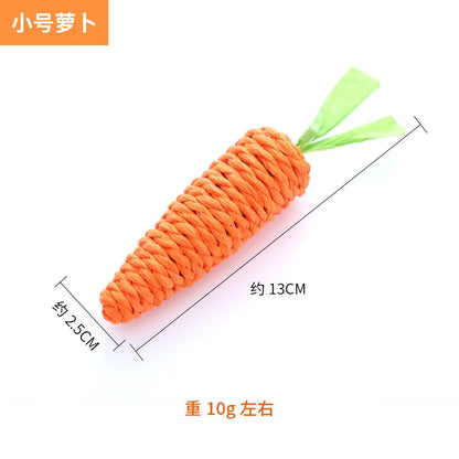 Carrot Pet Cat Toy Paper Rope Chew Toys Built-in Bell Small Animals Cute Pet Biting Toys Cute Pet Interactive Cat Toys Plaything [PET]