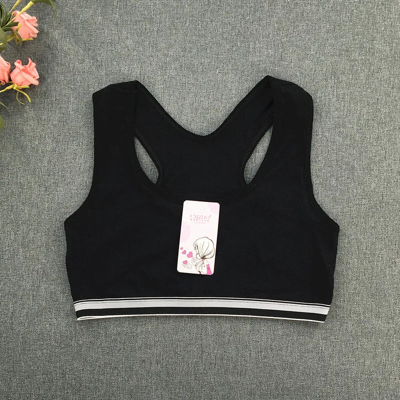 New Girls' Development Tank Bra Double-layer Summer Thin Training Bra Student Sports Tank Top Girls' Wrapped Bra 8-16Y [GRM] [UND]