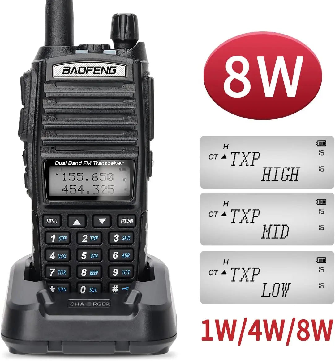 Baofeng UV 82 Walkie Talkie Real 5W 8W Ham Radio Comunicador Dual PTT Long Range 2 Way Portable FM Amateur Radio Station [TEL]