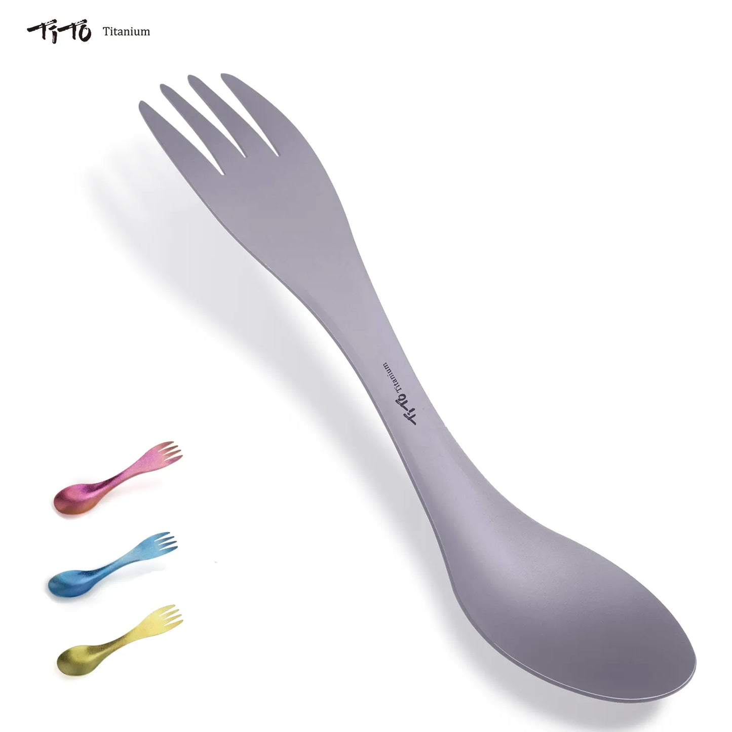 TiTo Titanium Spork Spoon Ultralight Cookware Portable for Outdoor Camping Picnic Accessories Hiking Travel 2in1 Tableware [SPT]