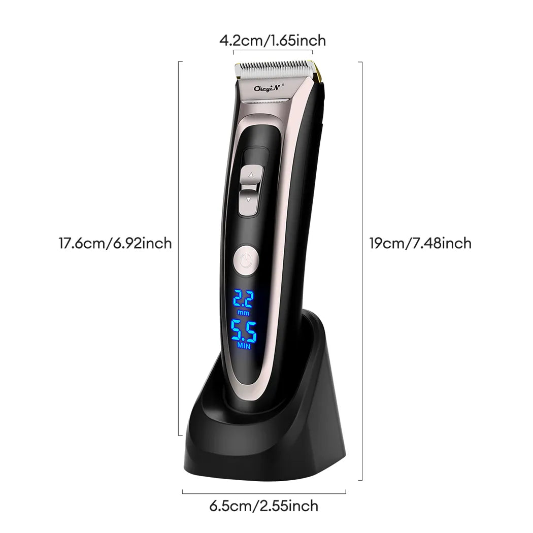 CkeyiN Professional Digital Hair Trimmer Rechargeable Electric Hair Clipper Men's Cordless Haircut Adjustable Ceramic Blade [HAP]