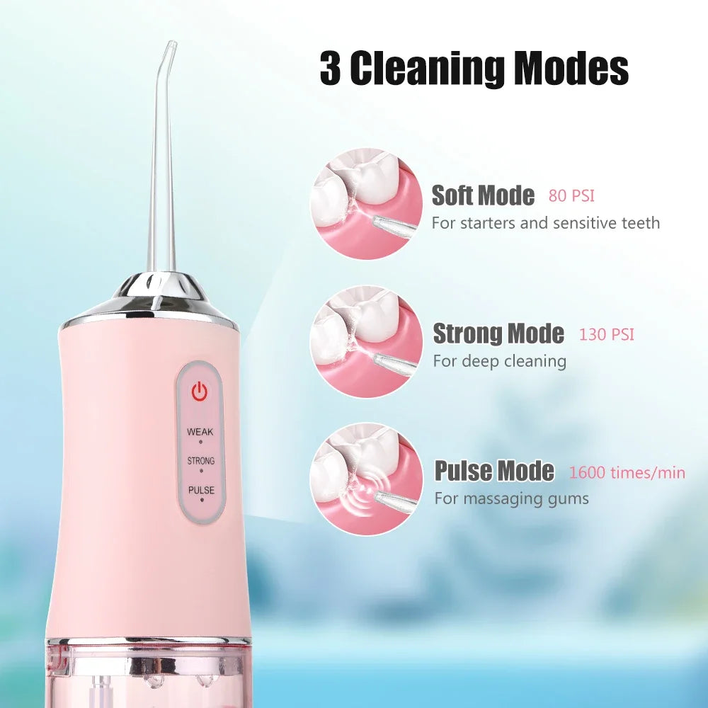 Mouth Washing Machine Powerful Portable Irrigator Dental Water Jet 3 Modes USB Rechargeable 4 Jet for Teeth  Cleaning Health [DEN]