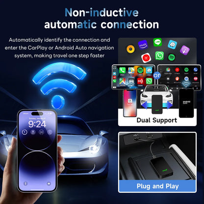2air CarlinKit 5.0 Wireless CarPlay Wireless Android Auto Box 2.4G & 5.8Ghz WiFi BT Auto Connect Plug & Play For Wired AA CP Cars [CAR]
