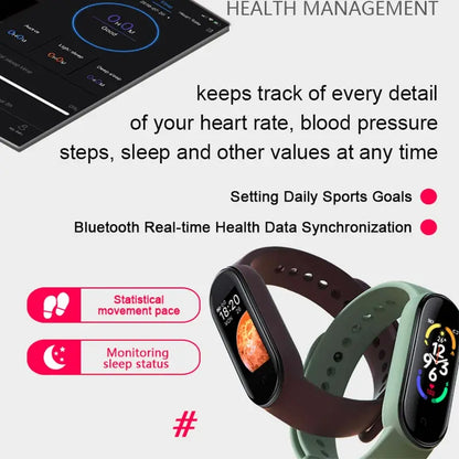 M7 Smart Watch Smartband Heart Rate Smartwatch Fitness Tracker Blood Pressure Sport Bracelet for Mi Band 7 Men Women [SWH]