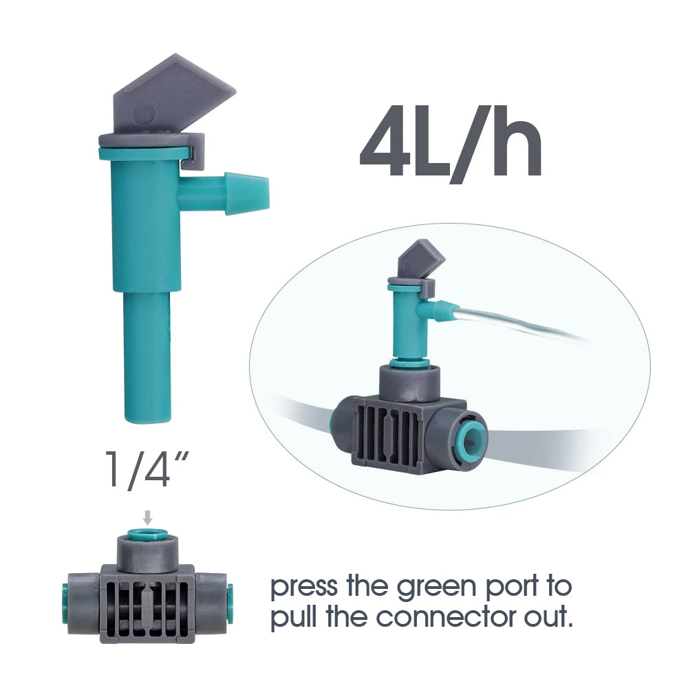 High-quality Adjustable Drippers Quick Push Tee Connector Garden Watering Irrigation System 1/4'' Sprinkler Drip for Greenhouse [GAR]