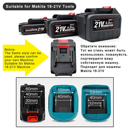 21v Rechargeable Battery, for 18v Makita Lithium Ion Battery interface,2Ah 4Ah 6Ah For Makita Electric Power Tool with EU Charger [BAT]