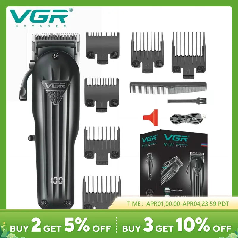 VGR Hair Clipper Professional Hair Cutting Machine Hair Trimmer Adjustable Cordless Rechargeable V 282 [HAI]