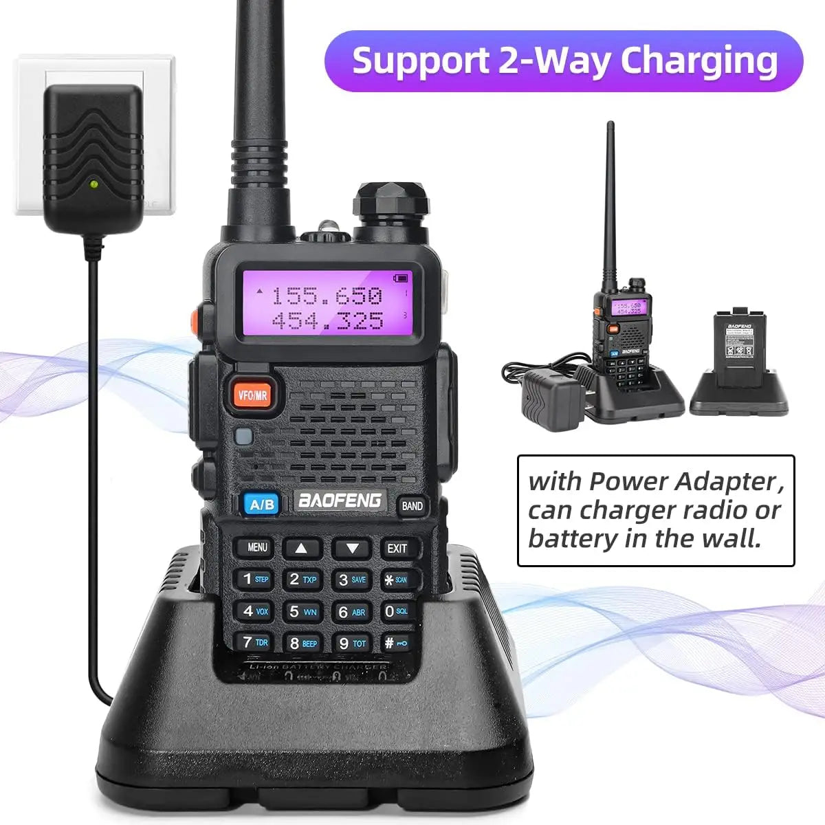 1/2PCS BaoFeng UV-5R 8W Tri-Power Walkie Talkie High Power Dual Band Long Range 128 CH Portable Handheld UV 5R Ham Two Way Radio [TEL]