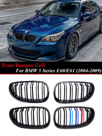 Front Bumper Racing M5 Grille Glossy Black Chrome Carbon M Grill For BMW 5 Series E60 E61 2004-2009 530i 535i 540i Accessories [BDK]