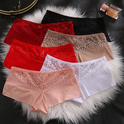 Women's Boxers Sexy Lace Panties Perspective Seamless Female Underwear Elasticity Breathable Shorts Women Solid Boxers Lingerie [UND]