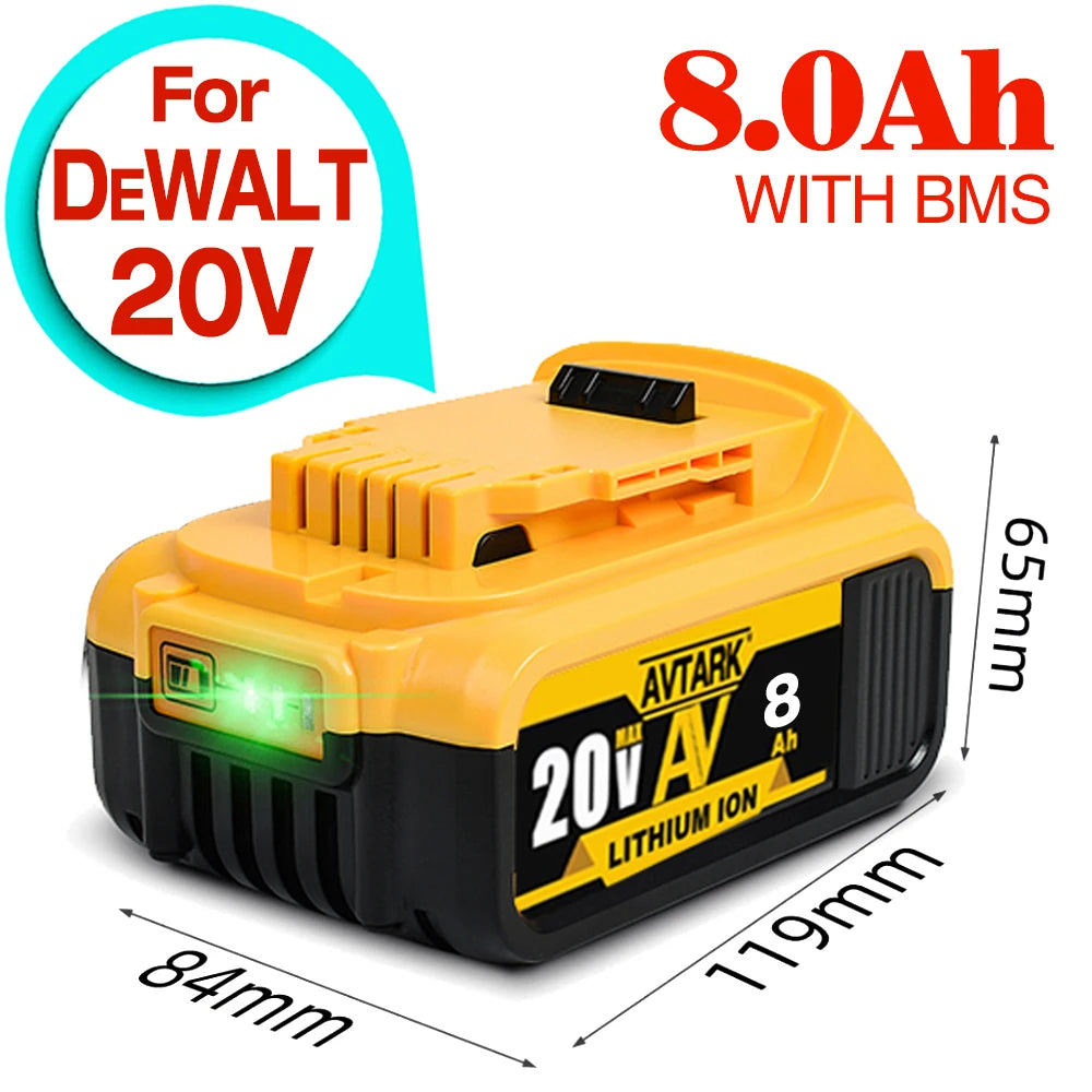 Original DCB200 20V 8000mAh Lithium Replacement Battery For Dewalt 18V DCB184 DCB200 DCB182 DCB180 DCB181 DCB182 DCB201 DCB206 [BAT]