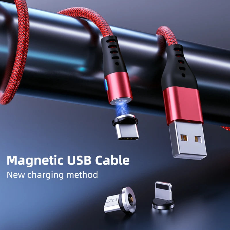 AUFU LED Magnetic USB Charging Cable USB Type C Phone Cable Magnet Phone Charger Micro USB For iPhone 11 12 Pro Max For Xiaomi [MOB]