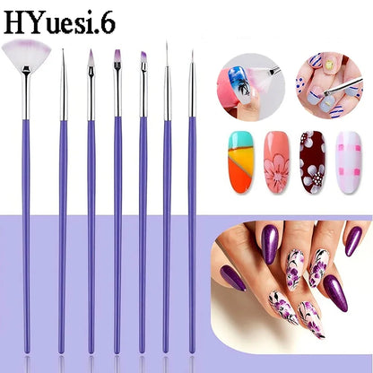 7pcs/Set Professional UV Gel Liner Painting Brush Dotting Pen French Style Nail Art Brushes Set DIY Manicure Tool [BEU]