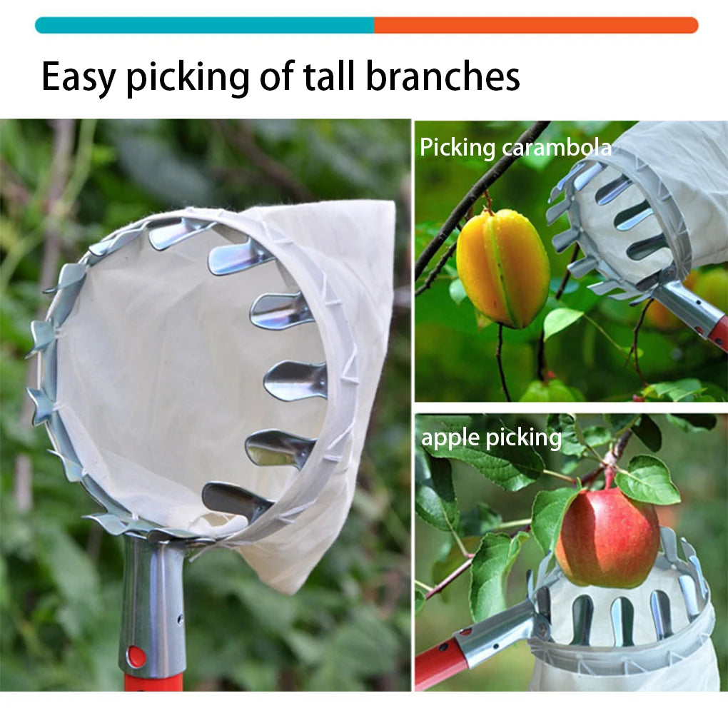 Metal Fruit Picker Orchard Gardening Apple Peach High Tree Picking Tools  Fruit Catcher Collection Pouch Farm Garden Supplies [GAR]