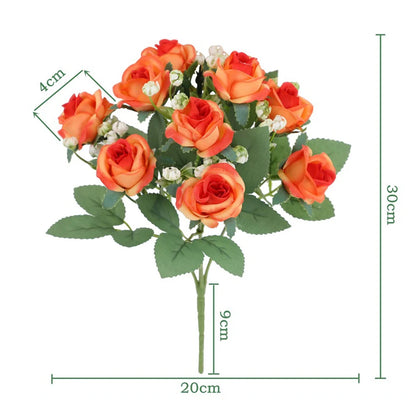 Rose Bouquet Artificial Flowers Peony Wedding Home Decoration Fake Flower Living Room Table Vase Christmas Home Decor Accessories [FLW]