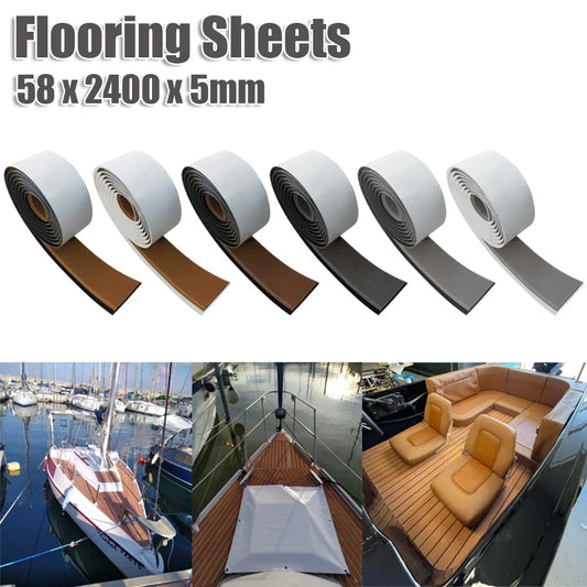 58x2400x5mm Single Strip Imitated Teak Yacht Boat Deck Mat Flooring Brown Anti Skid Mat Pad EVA Foam [MRN]