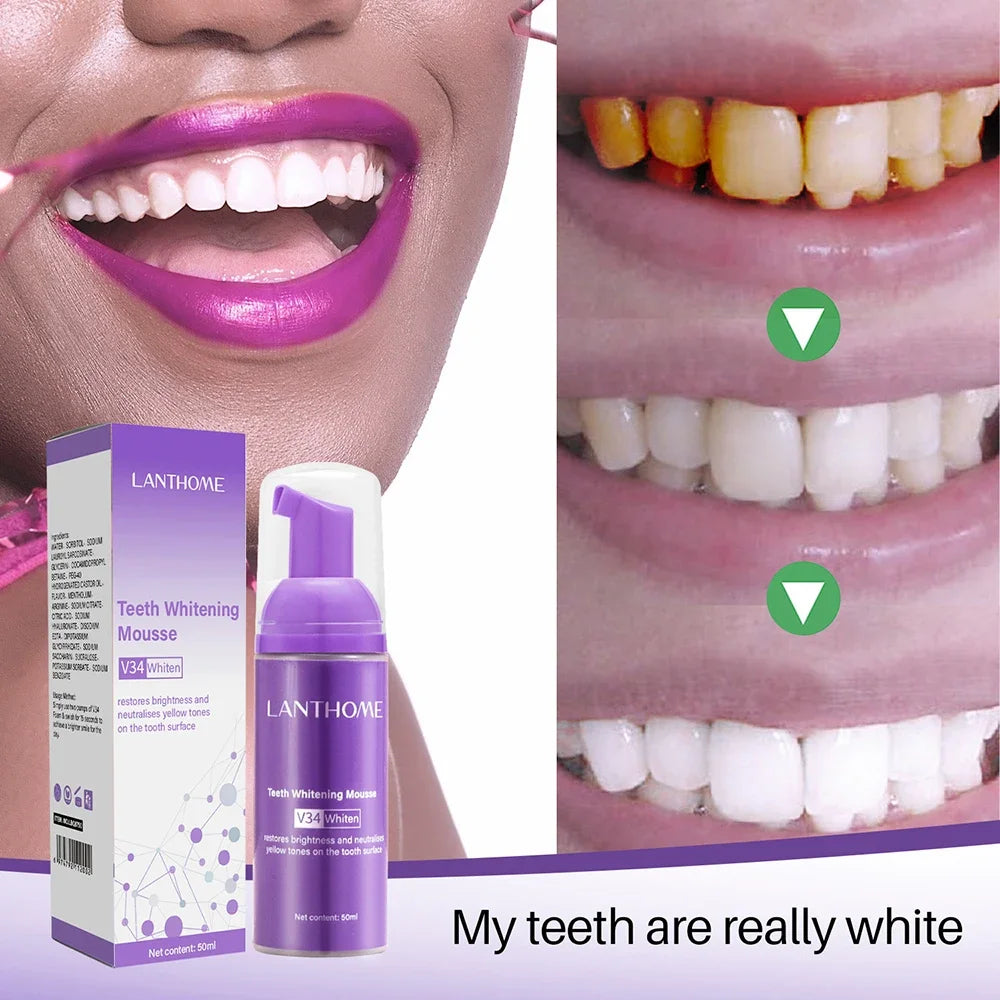 50ml Teeth Whitening Mousse Deep Cleaning Cigarette Stains Repair Bright Neutralizes Yellow Tones Dental Plaque Fresh Breath [DEN]