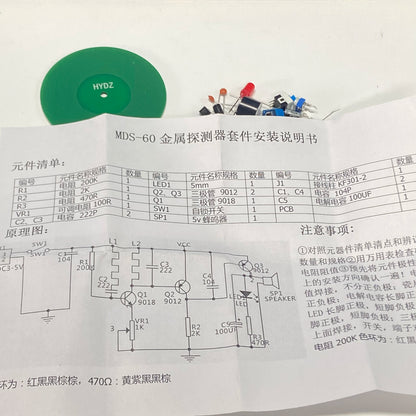 Metal Detector Kit Electronic Kit JS-60 MDS-60 DIY Kit DC 3V-5V 60mm Non-contact Sensor Board Module DIY Electronic Part Metal D [MTL]