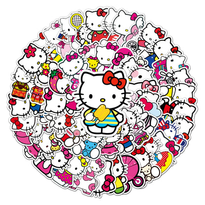 50pcs Hello Kitty Stickers Cute Sticker Pack Trolley Case Guitar Skateboard Stickers Waterproof Phone Case kawaii Anime Stickers [PHC]