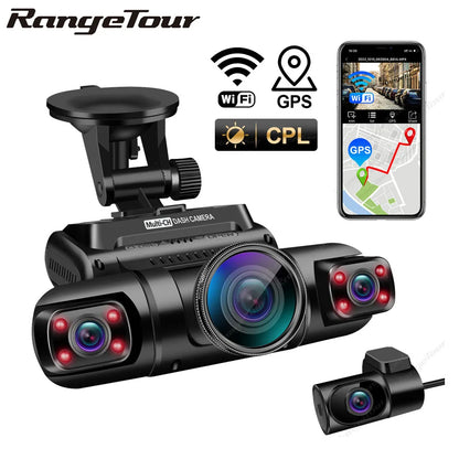 4 Channel 1080P+1080P+1080P+1080P WiFi GPS Car DVR Dual Lens 8 Infrared Light Night Vision 3 Lens 170 Degree Dash Cam Car Camera [CAR]