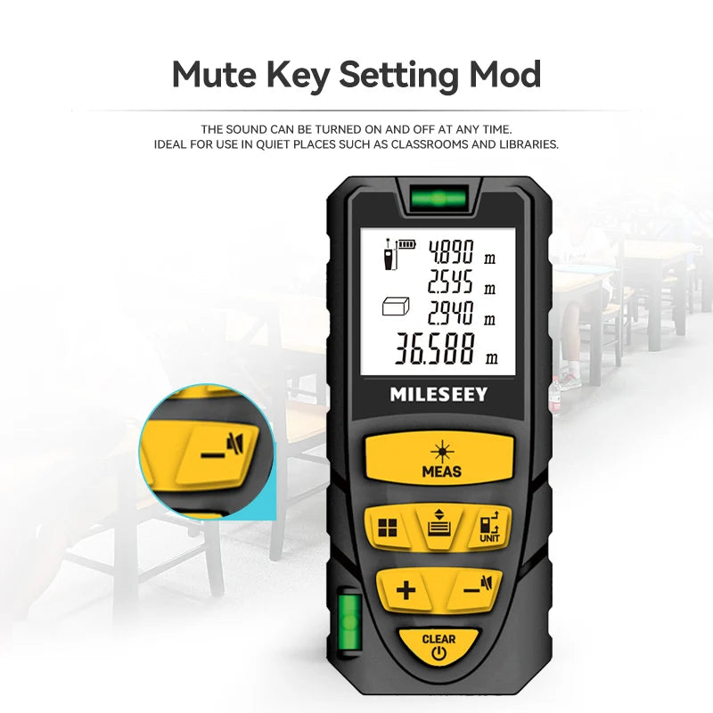 MILESEEY Laser Distance Meter S2 40M 60M 80M 100M 120M Laser Rangefinder,Trenas a Laser with Multi Measurement Function [MTR]