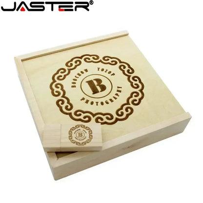 JASTER (1 PCS Free LOGO) Photo Unique Album Walnut Wood USB+Box Pendrive USB Flash Drive 8GB 16GB 32GB 64GB 128GB Photography [PHO]