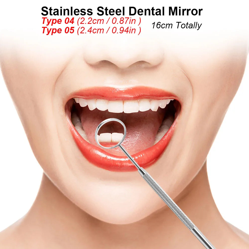 1/5Pcs Stainless Steel Dental Mirror 16cm Oral Hygiene Care Tool Dentist Clinic Teeth Whitening Clean Inspection Mouth Mirror [DEN]