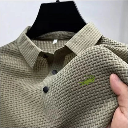 Men's Embroidery Brand High Quality Knitted Ice Cool Polo Shirt Summer Casual Polo Collar Rib Breathable Top Short Sleeve T-shir [TSH]