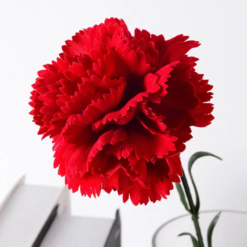 1PC Red Carnations Artificial Silk Flowers Bouquet Wedding Party Home Decorations Fake Flowers Photo Props Mother's Day Gift [FLW]