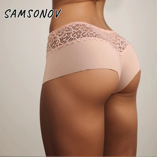 Women's Boxers Sexy Lace Panties Perspective Seamless Female Underwear Elasticity Breathable Shorts Women Solid Boxers Lingerie [UND]