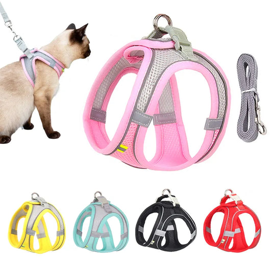 Escape Proof Cat Harness and Leash Set Adjustable Mesh Dog Harness Vest Puppy Pet Walking Lead Leash Small Dogs Cats Kitten XXS [PET]