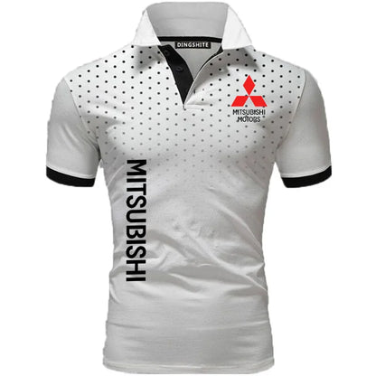 Colour matching men's polo short-sleeved men's shirt Mitsubishi car logo print high-quality hot sale men t shirt men polo shirt [MEN]