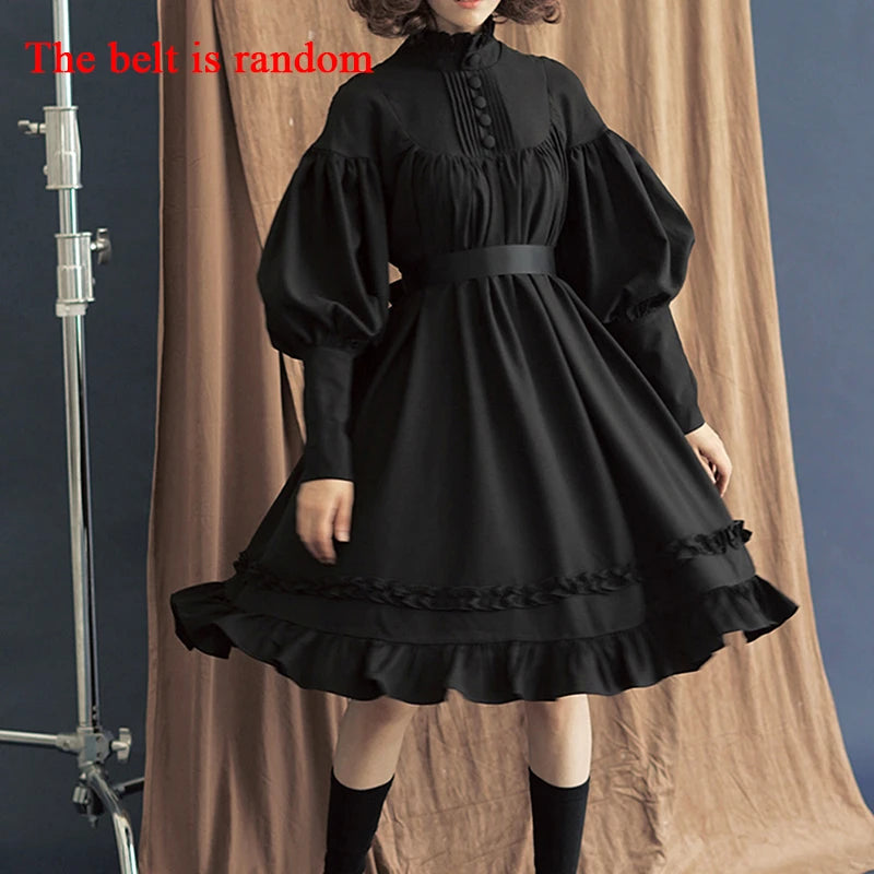 New Arrival 5 Colors Gothic Lolita Dress Japanese Soft Sister Black Dresses Cotton Women Princess Dress Girl Halloween Costume [LOL]