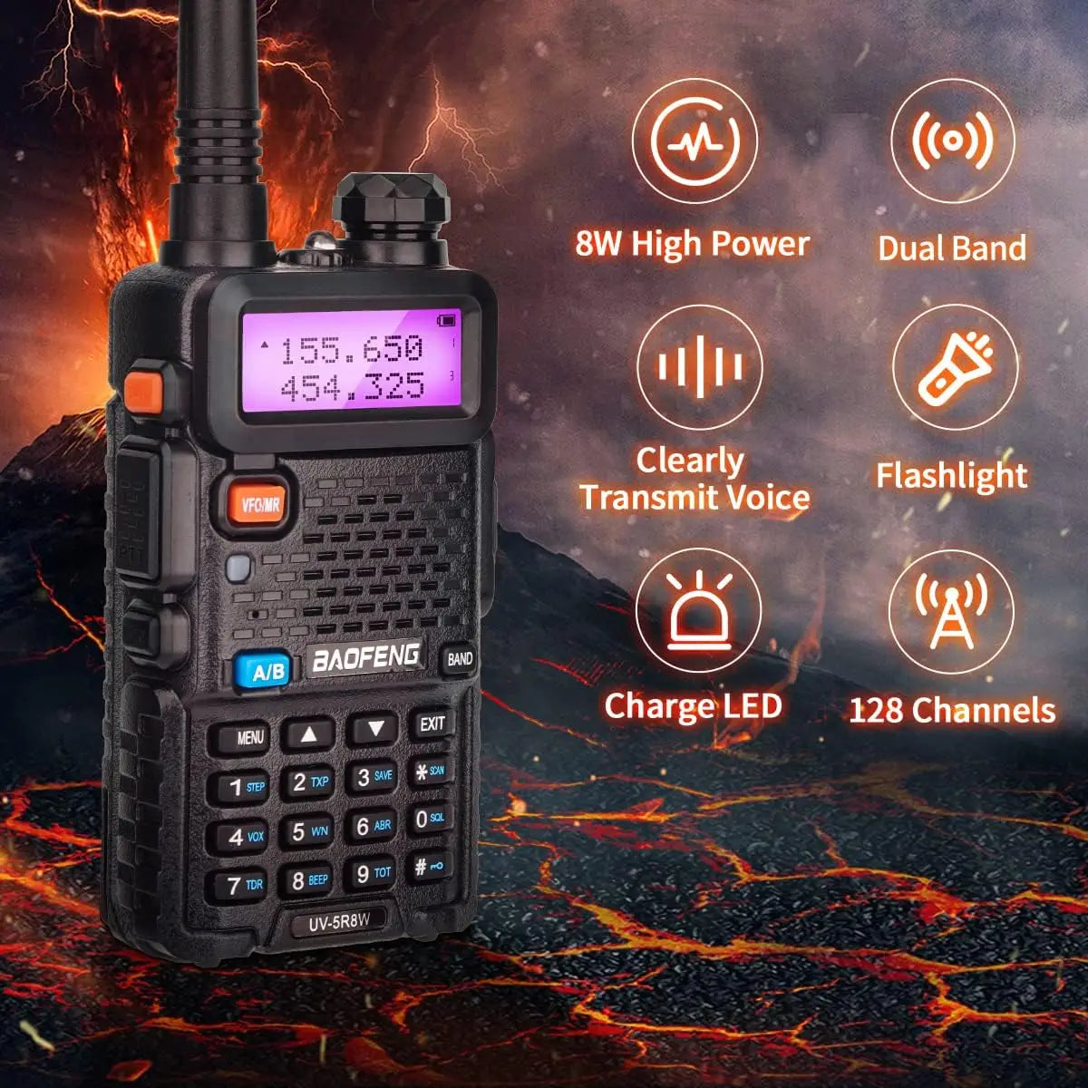 1/2PCS BaoFeng UV-5R 8W Tri-Power Walkie Talkie High Power Dual Band Long Range 128 CH Portable Handheld UV 5R Ham Two Way Radio [TEL]