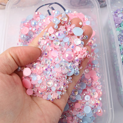 Flat Back Mix Resin Rhinestone and Pearl Beads For DIY Craft Mix Pearls Rhinestones for Nails Face Art Tumblers [MUG]