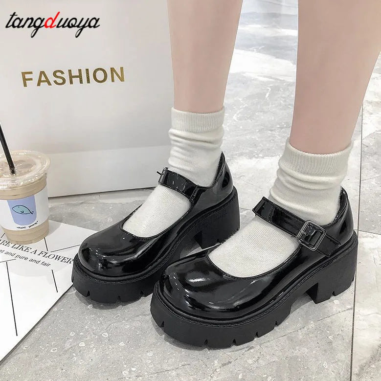 Shoes Women's heels mary janes platform Lolita shoes on heels Pumps Women's Japanese Style Vintage Girls High Heel shoes for women [LOL]