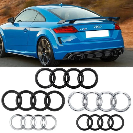 4 Ring ABS Car Hood Front Bonnet Grill Rear Trunk Emblem Logo Badge Sticker Decal For Audi A3 A4 A5 A6 A7 Q2 Q3 Q5 Q8 TT [BDK]