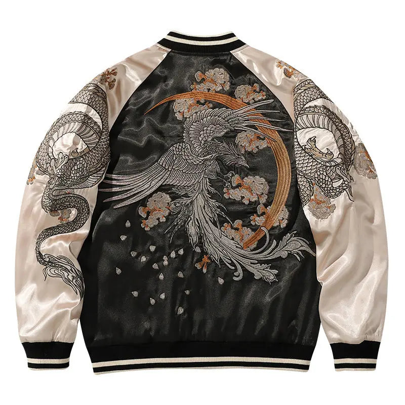 Spring and Autumn Embroidered  Jacket Dragon Animal Men's Baseball Uniform Embroidered Contrast Color Casual Couple Clothes [MEN]