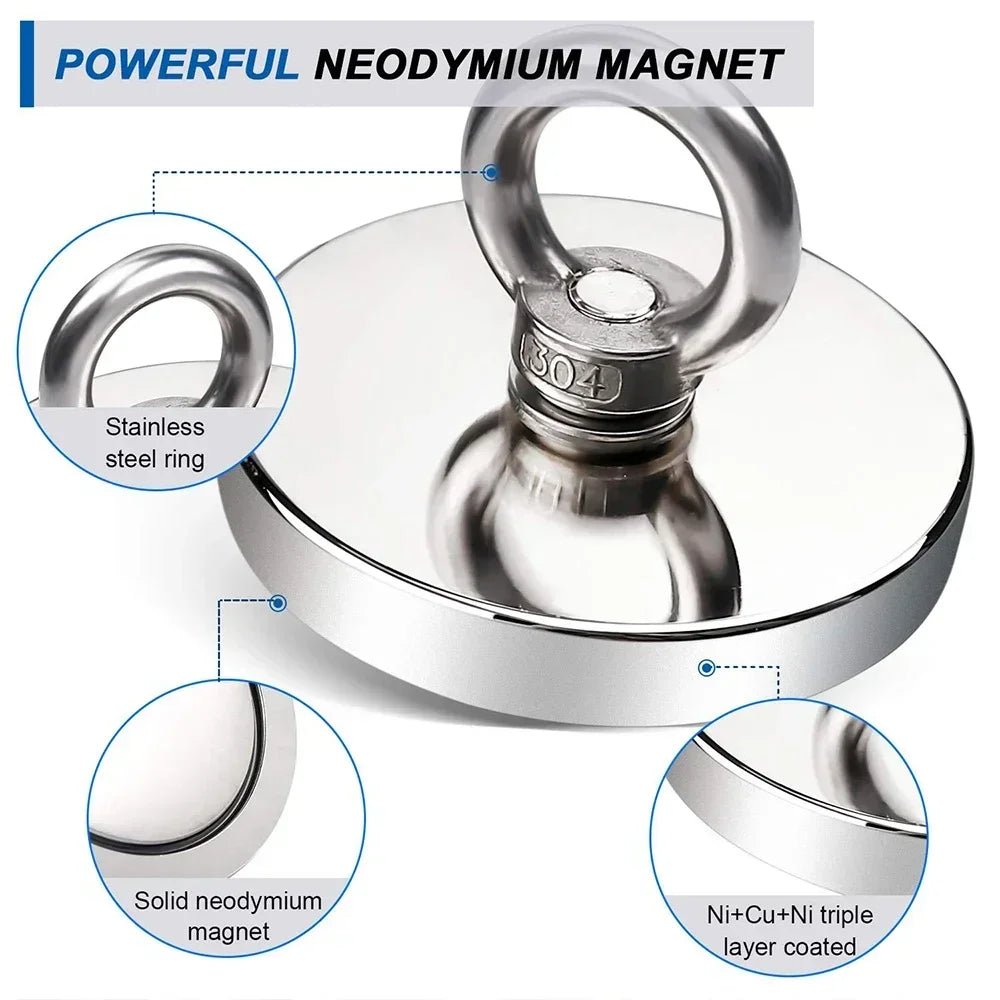 Super Strong Magnets Set Neodymium Magnet Hooks Kit With Countersunk Hole Eyebolt Magnetic Hook Fishing Salvage Magnet Searcher [MAG]