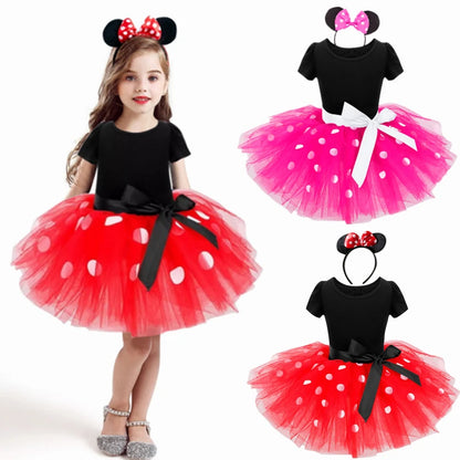 Kids Dresses for Girls Birthday Halloween Cosplay Costume Mouse Dress Up Kid Costume Baby Girls Clothing For Kids 2 6T [COS]