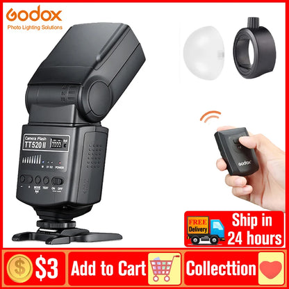 Godox TT520II TT520 II Camera Flash  with Build-in 433MHz Wireless Signal for Canon Nikon Pentax Olympus DSLR Cameras [PHO]