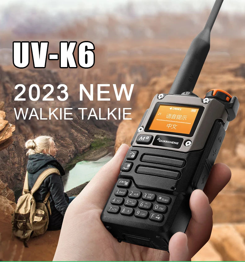 Quansheng UV-K6 Walkie Talkie 5W Air Band Radio Tyep C Charge UHF VHF DTMF FM Scrambler NOAA Wireless Frequency Two Way CB Radio [TEL]